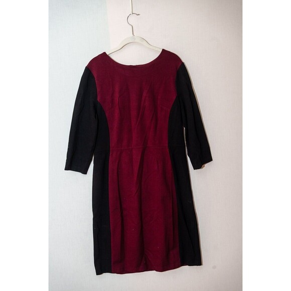 Talbots Maroon Red Black Color Block Knit Sheath Dress 10 Career Office - Picture 1 of 8